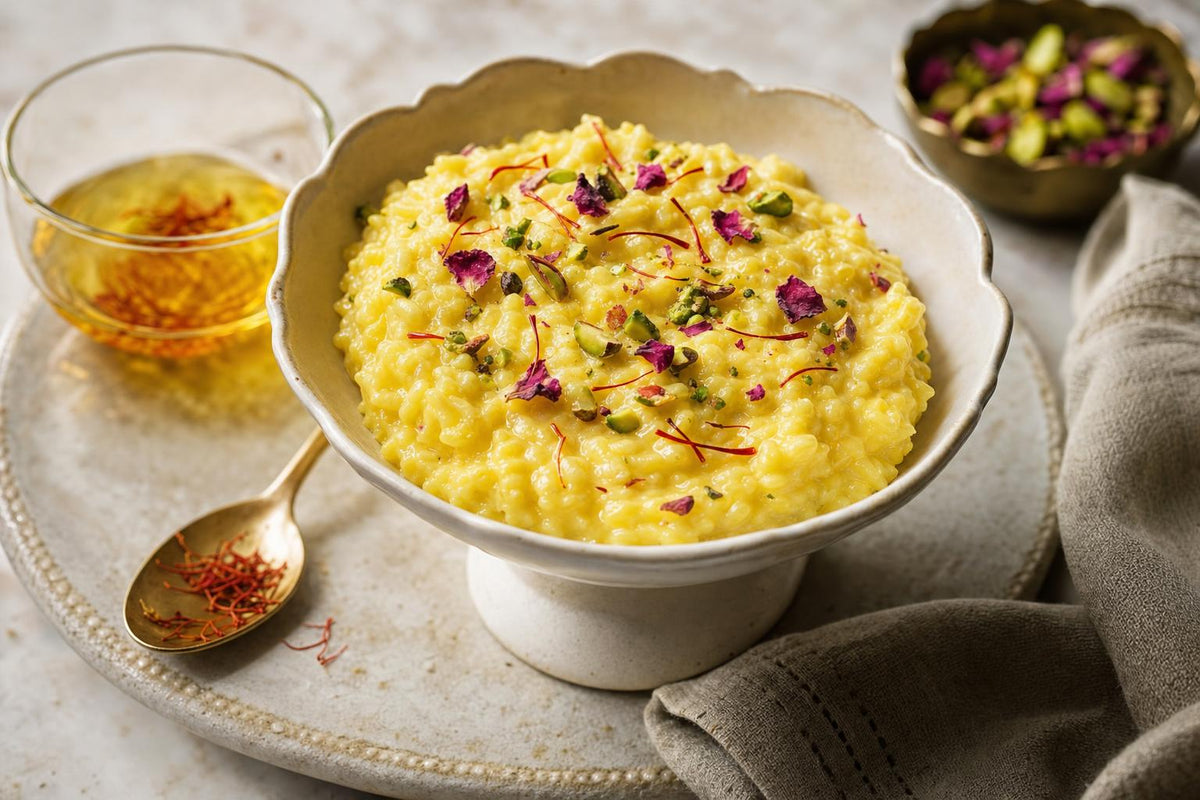 MARAL saffron —Saffron Rose Rice Pudding