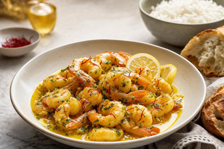 MARAL saffron —Saffron Garlic Shrimp with Lemon