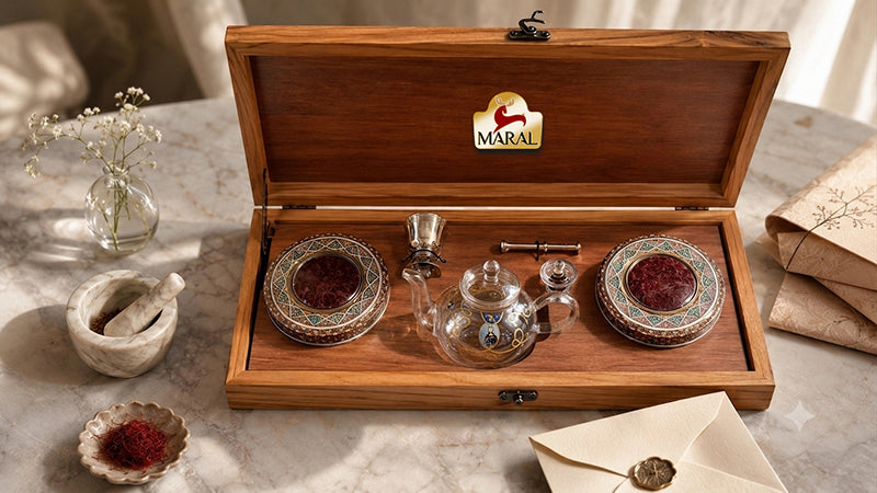 Saffron tea shared in a moment of Persian hospitality
